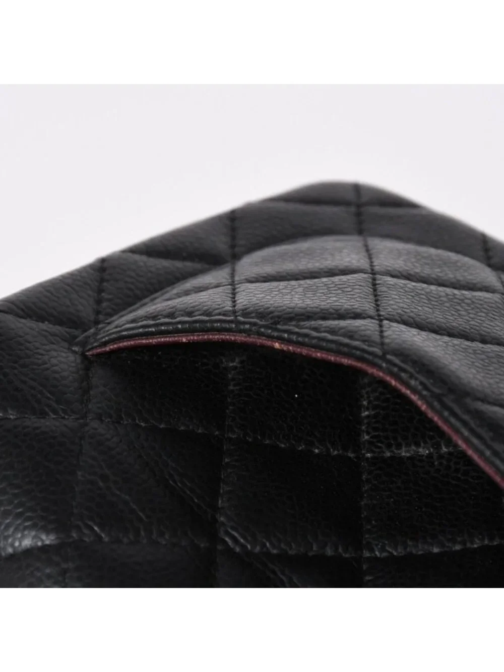 Chanel Mini Quilted Chain Shoulder Bag 17 Caviar Leather Black Silver